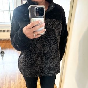 Seven 7 Castlerock Sherpa Snap Pullover Black